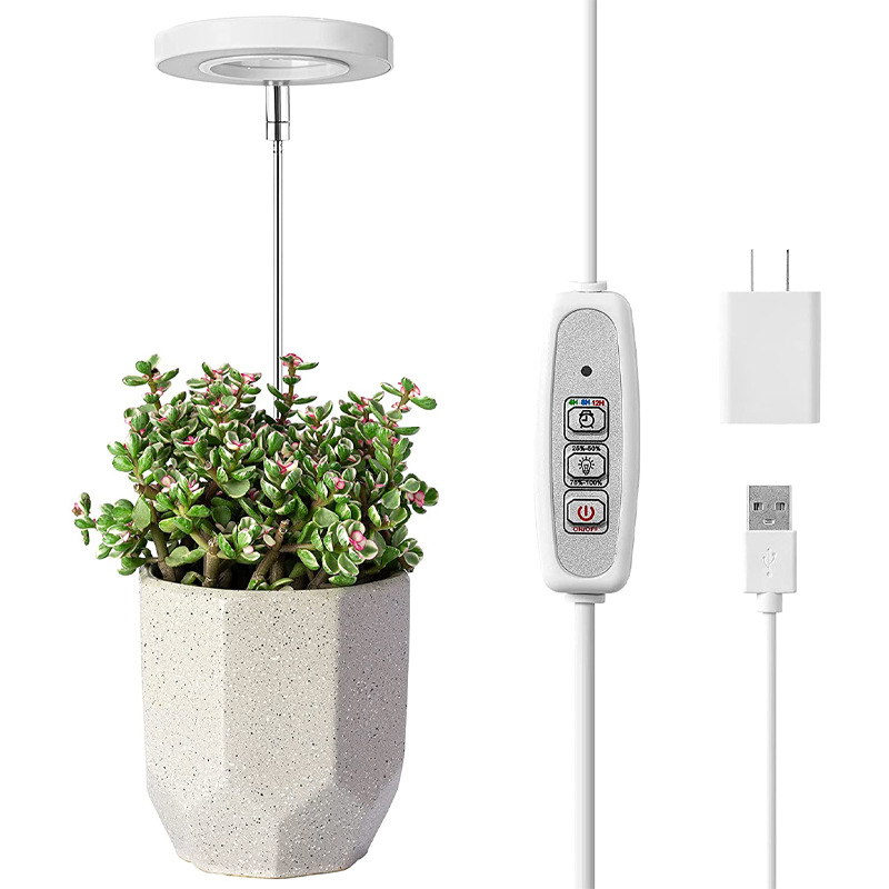 Plant Grow Light Full Spectrum - ไฟเสริม LED แบบวงแหวนปรับความสว่างได้ พร้อมสาย USB แบบยืดหดได้