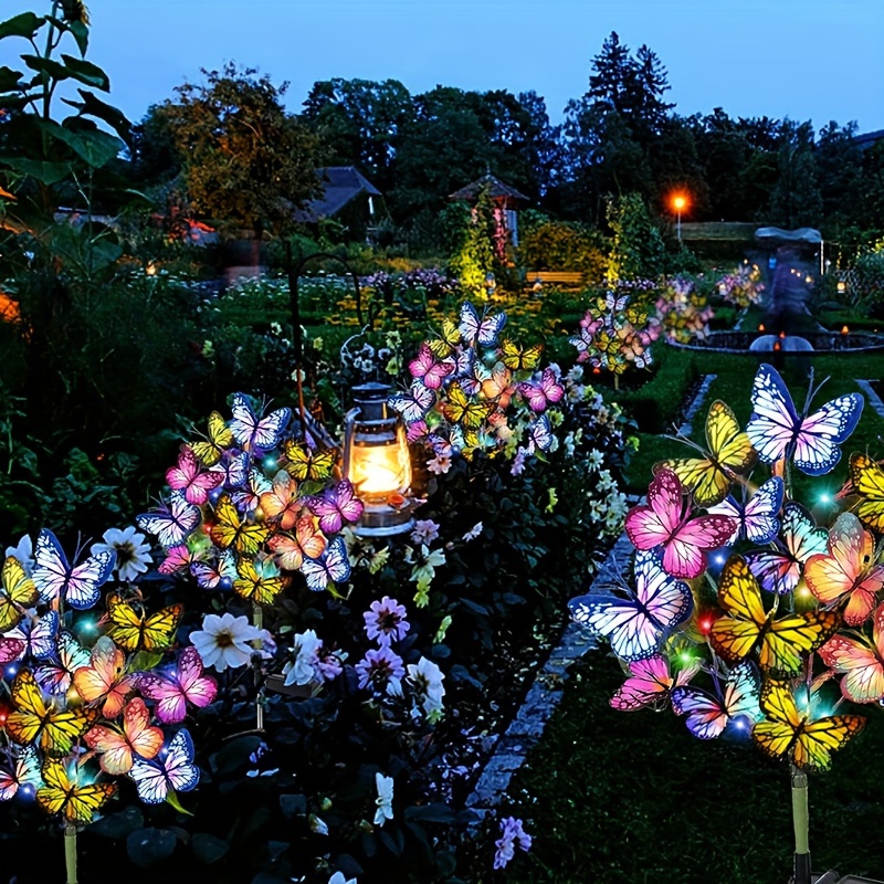 Smart Zen Garden - พลังงานแสงอาทิตย์ LED สวนผีเสื้อไฟกันน้ําที่มีสีสันโคมไฟสนามหญ้ากลางแจ้งสําหรับลานลานเทศกาลคริสต์มาสตกแต่งหลังคา