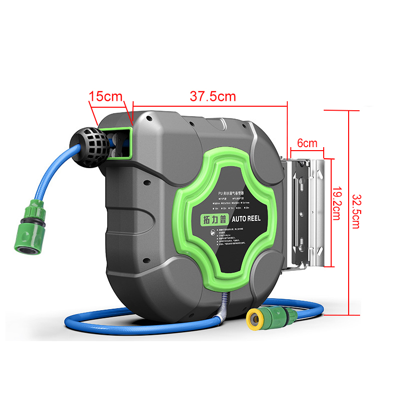 Smart Garden Hose Timer - กลองท่อจ่ายน้ำอัตโนมัติแบบพับเก็บได้ยาว10/15/20ม. 4วินาทีระบบชลประทานล้างรถติดผนังกลองโฟมน้ำ