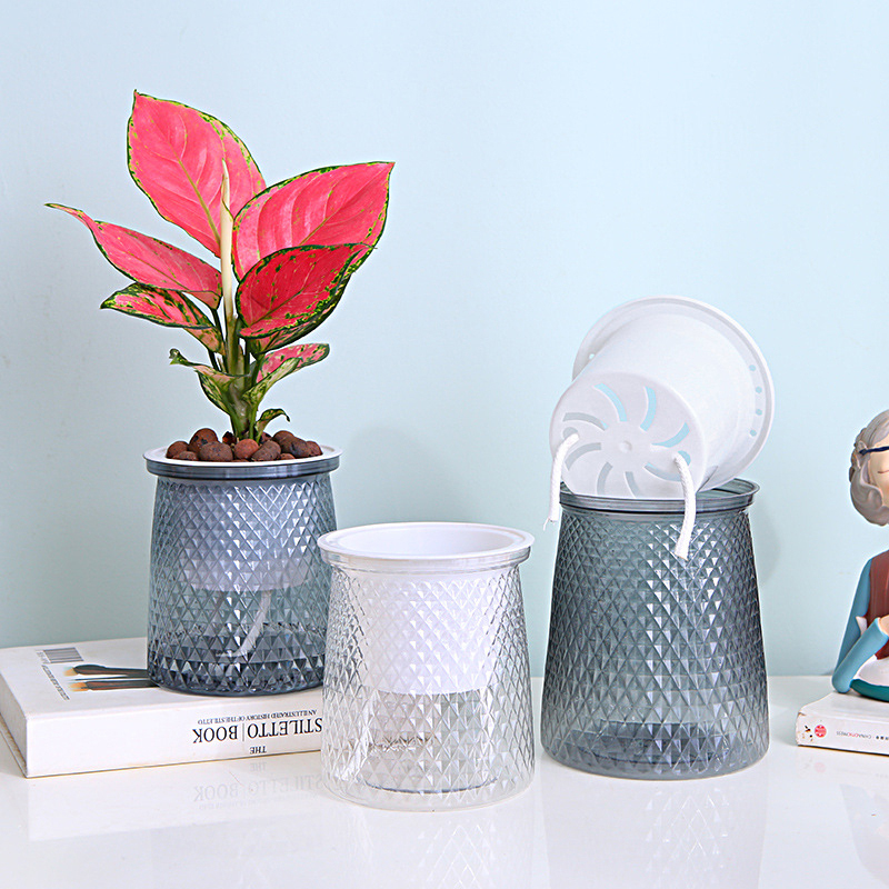 Hydroponic Grow Pod - Double-Layer Self Watering Plant หม้อพลาสติกโปร่งใสแจกันดอกไม้อัตโนมัติ Lazy