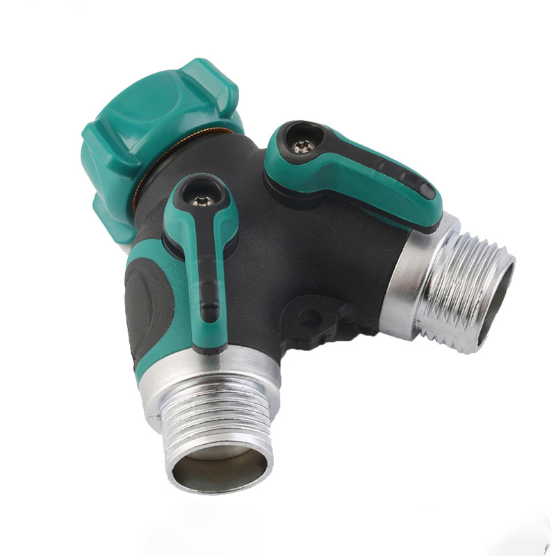 Smart Garden Hose Timer - ตัวเปลี่ยนทิศทางรูปตัว Y พร้อมการเคลือบยางตัวเชื่อมต่อการชลประทานแบบแยกส่วนแบบ One-In-Out สําหรับระบบรดน้ําสวน