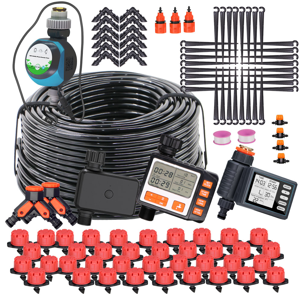 Smart Garden Hose Timer - หัวจ่ายน้ำอัตโนมัติแบบปรับได้สำหรับหัวฉีดน้ำขนาด1/4นิ้ว50-5ม. ระบบให้น้ำแบบหยดสำหรับสวนเรือนกระจกกลางแจ้งในบ้าน