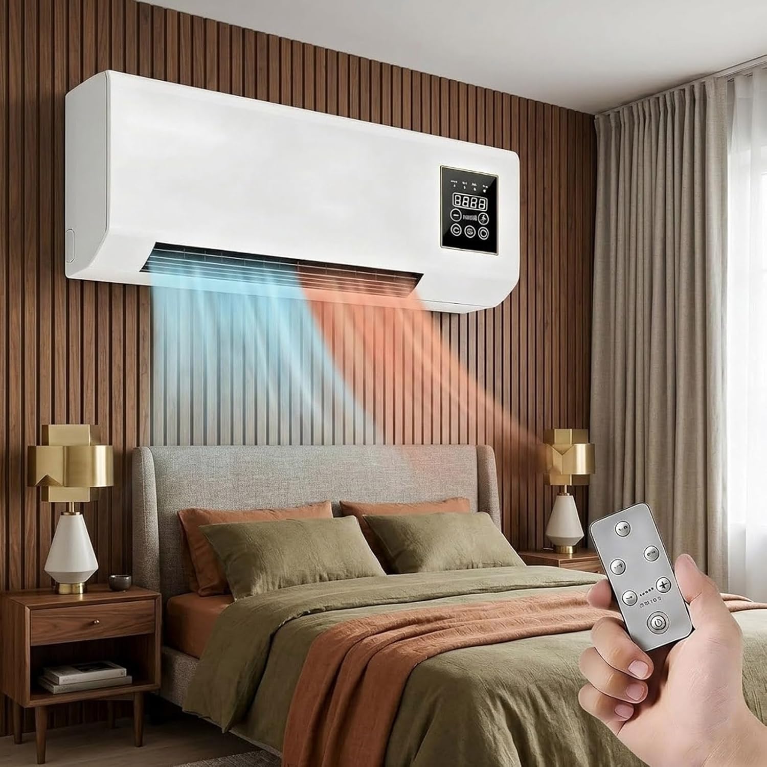Smart Garden Rooms - พัดลมแอร์ติดผนัง, เครื่องทำความร้อนและความเย็นแบบ 2-in-1, เครื่องทำความร้อน PTC กำลังไฟ